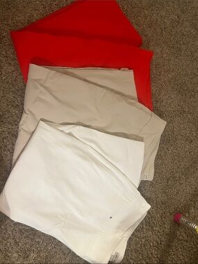 Cato Cropped Pants Trio in White, Tan & Red